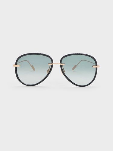 Charles & Keith - Lunettes de soleil aviateur à monture tressée en cuir - Charles & Keith - Modalova