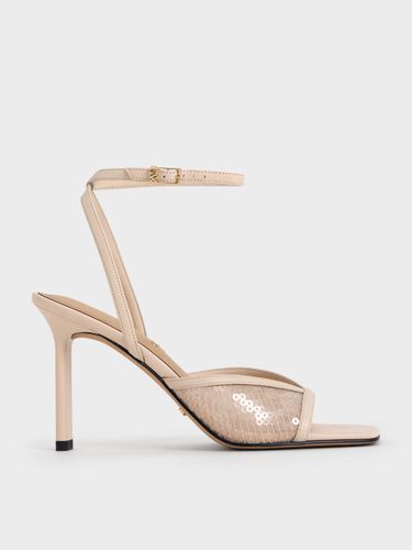Charles & Keith - Sandales en maille pailletée et cuir à talon et bride de cheville - Charles & Keith - Modalova