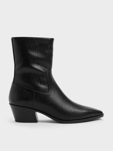 Bottines à Bout Carré Fuselé Effet Froissé - Charles & Keith - Modalova