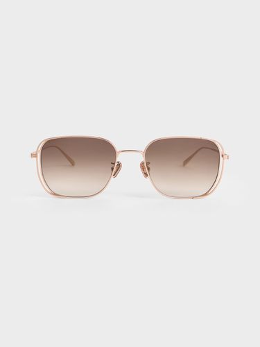 Lunettes de Soleil Rectangulaires à Bordure Métallique - Charles & Keith - Modalova