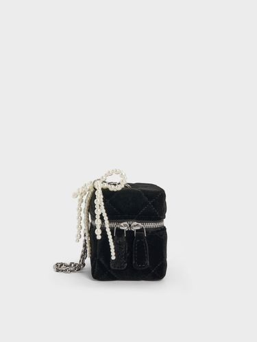 Micro sac matelassé en velours à nœud perlé Janie - Charles & Keith - Modalova