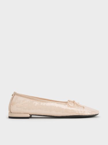 Charles & Keith - Ballerines à sequins en maille et cuir avec nœud - Charles & Keith - Modalova