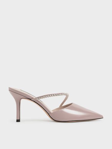 Charles & Keith - Mules vernies avec ornement en pierre fine et talon aiguille - Charles & Keith - Modalova