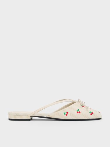 Charles & Keith - Mules à imprimé cerise à nœud et détail en perles - Charles & Keith - Modalova