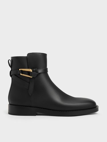 Daena Leather Metallic-Accent Ankle Boots - Charles & Keith - Modalova