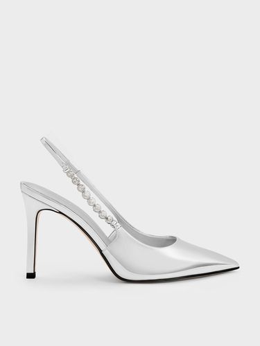 Charles & Keith - Escarpins métallisés à bride arrière ornés de pierre - Charles & Keith - Modalova