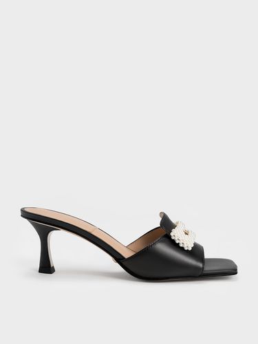 Charles & Keith - Mules en cuir à bout carré ornées de perles - Charles & Keith - Modalova