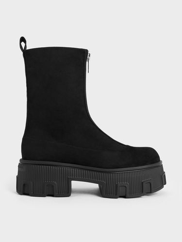 Charles & Keith - Bottes montantes à plateforme en suédine avec fermeture éclair - Charles & Keith - Modalova