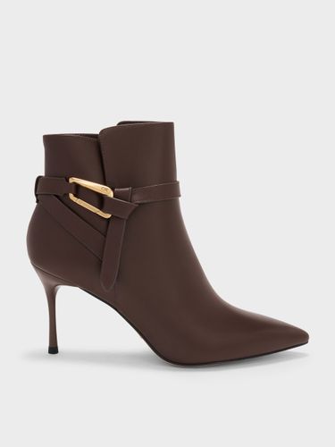 Bottines à talons détails métalliques en cuir Daena - Charles & Keith - Modalova