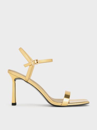 Charles & Keith - Sandales à talon métallisées à bride arrière et bout carré - Charles & Keith - Modalova