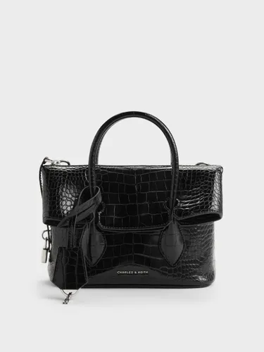 Sac bandoulière à rabat avant effet croco Aveline - Charles & Keith - Modalova