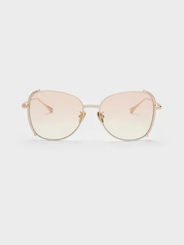 Charles & Keith - Lunettes de soleil papillon à demi-monture embellies - Charles & Keith - Modalova