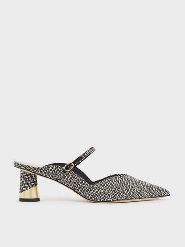 Charles & Keith - Mules en tweed à talon métallique sculpté - Charles & Keith - Modalova