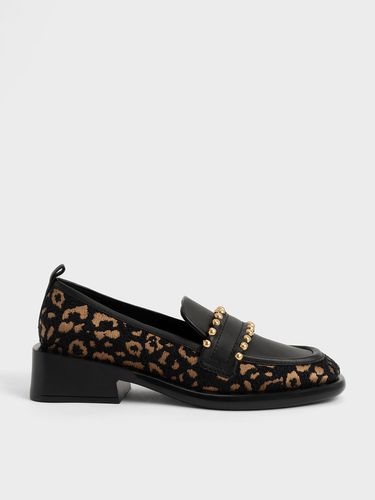 Charles & Keith - Mocassins cloutés en cuir et jacquard - Charles & Keith - Modalova