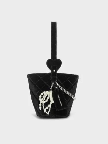 Sac seau matelassé en velours à chaîne Duo - Charles & Keith - Modalova