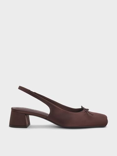 Charles & Keith - Escarpins en satin à bride arrière à bout carré et nœud - Charles & Keith - Modalova