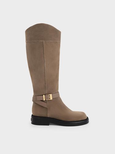 Charles & Keith - Bottes hautes en cuir et en daim à boucle - Charles & Keith - Modalova