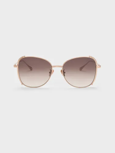 Charles & Keith - Lunettes de soleil papillon à demi-monture embellies - Charles & Keith - Modalova