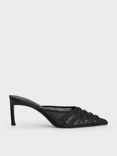 Charles & Keith - Mules à talon en maille et sequins - Charles & Keith - Modalova