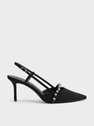 Escarpins slingback en suédine à cristaux - Charles & Keith - Modalova