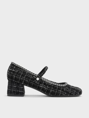 Charles & Keith - Escarpins Mary Jane en tweed à talon carré et ornement chaîne - Charles & Keith - Modalova