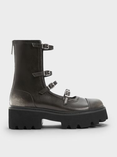 Bottes montantes à semelle épaisse et multiples lanière à boucle Celia - Charles & Keith - Modalova