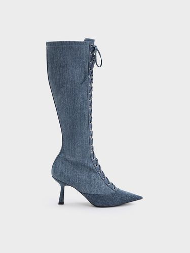 Charles & Keith - Bottes en denim à hauteur de genou à bout pointu et lacets - Charles & Keith - Modalova