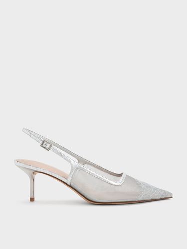 Charles & Keith - Escarpins en maille et dentelle à bride arrière et bout pointu - Charles & Keith - Modalova