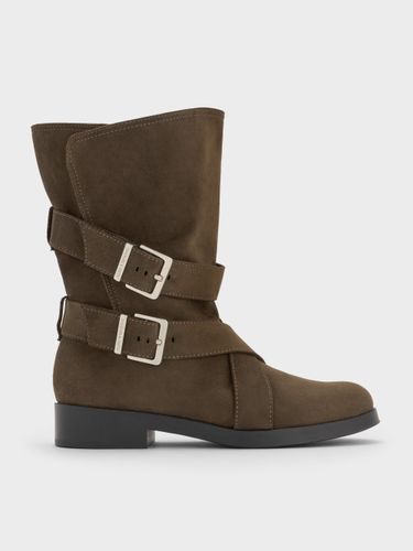 Charles & Keith - Bottes montantes en suédine à semelle épaisse et boucle Brett - Charles & Keith - Modalova