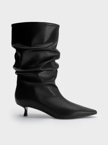 Bottes mi-mollet froncées à petit talon - Charles & Keith - Modalova