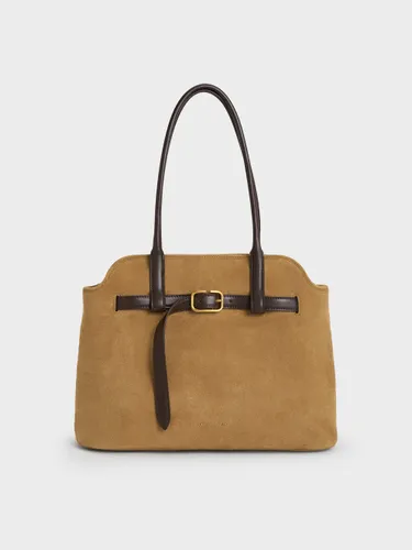 Sac cabas trapèze en suède recyclé à boucle Victoria - Charles & Keith - Modalova
