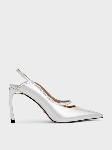 Charles & Keith - Escarpins en cuir et satin à bout pointu orné de strass - Charles & Keith - Modalova