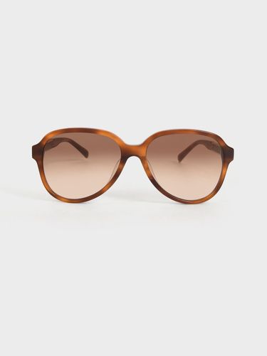 Charles & Keith - Lunettes de soleil aviateur en acétate recyclé et à branches tressées métalliques - Charles & Keith - Modalova