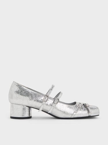 Charles & Keith - Escarpins Mary Jane métallisé à double lanière et effet froissé Janis - Charles & Keith - Modalova
