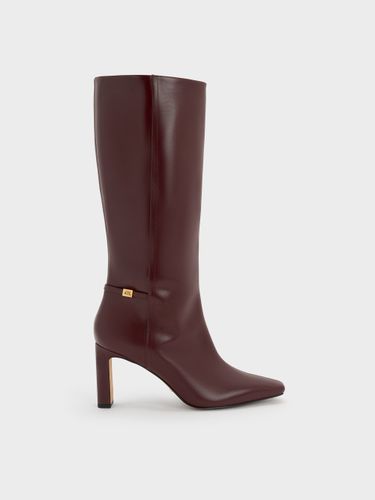 Charles & Keith - Bottes hautes en cuir à talon lame et bout carré Georgina - Charles & Keith - Modalova