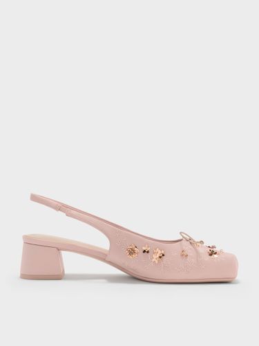 Escarpins Slingback Brodés et Pailletés en Satin Sadira - Charles & Keith - Modalova