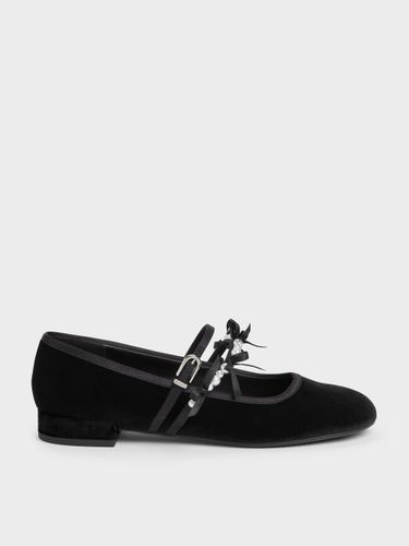 Chaussures Mary Jane en velours et satin à nœuds et perles Noelie - Charles & Keith - Modalova