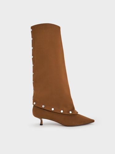 Charles & Keith - Bottes hautes cloutées convertibles en suédine à talon de chaton Gael - Charles & Keith - Modalova