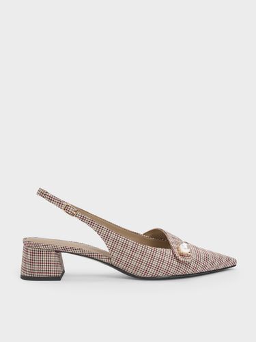 Escarpins slingback Marie à carreaux et perles - Charles & Keith - Modalova