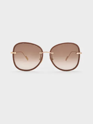 Charles & Keith - Lunettes de soleil papillon à monture tressée en cuir - Charles & Keith - Modalova