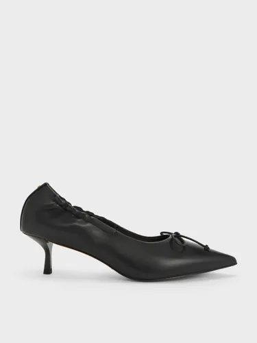 Escarpins kitten heels en cuir à fronces - Charles & Keith - Modalova