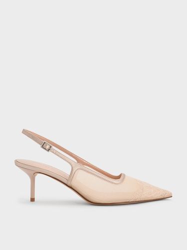 Charles & Keith - Escarpins en maille et dentelle à bride arrière et bout pointu - Charles & Keith - Modalova