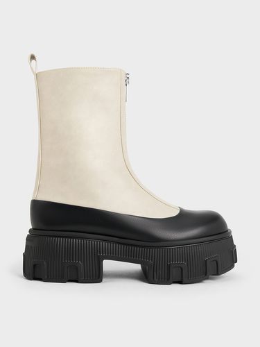 Charles & Keith - Bottes bicolores à plateforme et fermeture éclair - Charles & Keith - Modalova