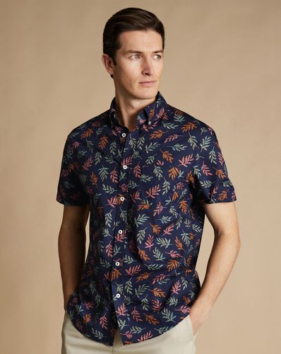 Chemise À Motif Feuilles À Manches Courtes Et Col Boutonné Sans Repassage - par - Charles Tyrwhitt - Modalova