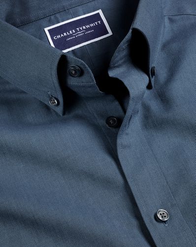 Chemise En Sergé De Coton Brossé À Col Boutonné - Pétrole par - Charles Tyrwhitt - Modalova