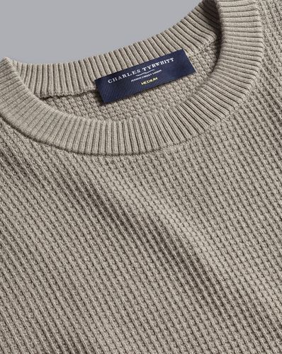 Pull Gaufré En Coton Et Mérinos À Col Rond - Taupe en par - Charles Tyrwhitt - Modalova