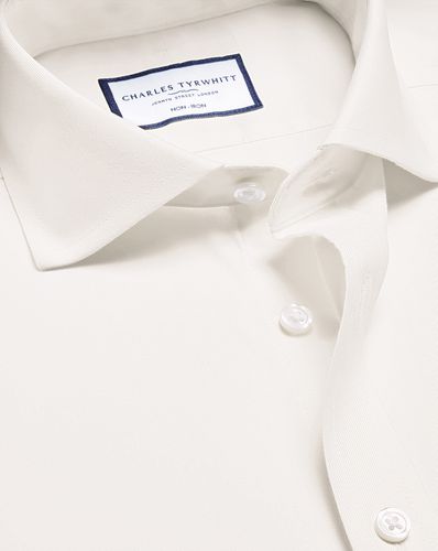 Chemise Sergé À Col Italien Sans Repassage - Blanc Ivoire en par - Charles Tyrwhitt - Modalova