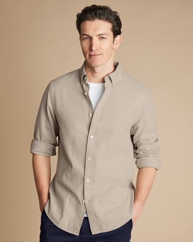 Chemise En Flanelle Dobby - Taupe en par - Charles Tyrwhitt - Modalova