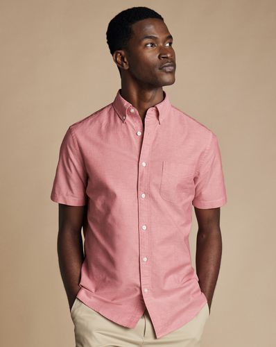 Chemise Oxford Délavée Extensible À Manches Courtes Et Col Boutonné - Rose par - Charles Tyrwhitt - Modalova