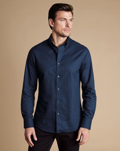 Chemise En Sergé De Coton Brossé À Col Boutonné - par - Charles Tyrwhitt - Modalova